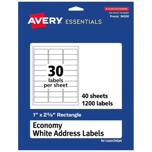 image:imageAvery Matte White Rectangle Labels 1 x 258 Labels 1200 Total LaserInket Printable Great for Addressing Product Merchandising Food amp Beverage and More0