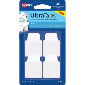 image:imageAvery Mini Ultra Tabs 1 x 15 2Side Writable White 40 Repositionable Tabs 7478840 Count Pack of 1