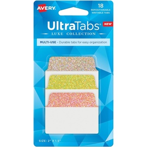 image:imageAvery Multiuse Ultra Tabs 2 x 15 2Side Writable Neon PinkGreenOrange 48 Repositionable Tabs 74756Holographic Sunset Ombr