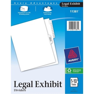 image:imageAvery Premium Collated Legal Dividers Letter Size 110 and Table of Contents 1 Set 113811 Set