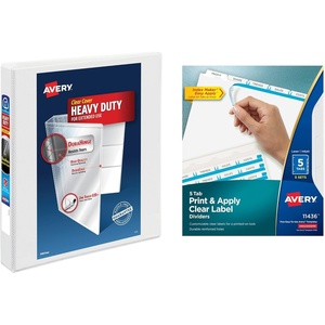 image:imageAvery Print amp Apply Clear Label Dividers Index Maker Easy Apply Printable Label Strip 8 White Tabs 50 Sets Case Pack of 2 11557BinderDivider Set