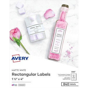 image:imageAvery Printable Blank Rectangle Labels 15 x 4 Matte White 840 Customizable Labels 5197One Size