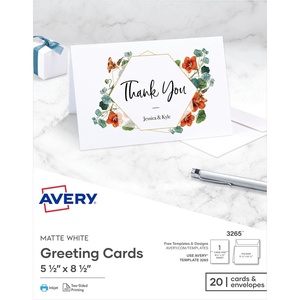 image:imageAvery Printable HalfFold Greeting Cards Envelopes Included 55 x 85 Matte White Inkjet Printer Compatible 20 Blank Cards Total Great for Product Branding Marketing and More 3265One Size