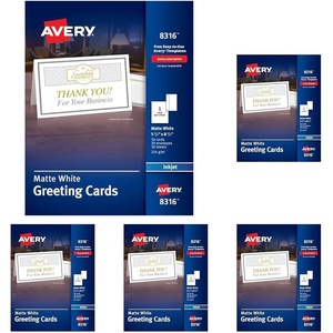 image:imageAvery Printable HalfFold Greeting Cards Envelopes Included 55 x 85 Matte White Inkjet Printer Compatible 30 Blank Cards Total Great for Product Branding Marketing and More 831630 cards Pack of 5