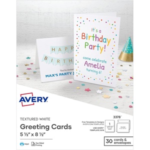 image:imageAvery Printable HalfFold Greeting Cards Envelopes Included 55 x 85 Textured White Inkjet Printer Compatible 30 Blank Cards Total Great for Product Branding Marketing and More 337855 X 85