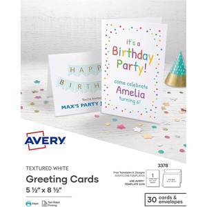 image:imageAvery Printable HalfFold Greeting Cards Envelopes Included 55 x 85 Textured White Inkjet Printer Compatible 30 Blank Cards Total Great for Product Branding Marketing and More 337855 x 85 Pack of 6