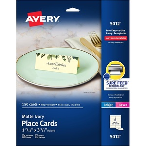 image:imageAvery Printable Place Cards with Sure Feed Technology 1716 x 334 Textured Ivory 150 Blank Tent Cards for Laser or Inkjet Printers 5012