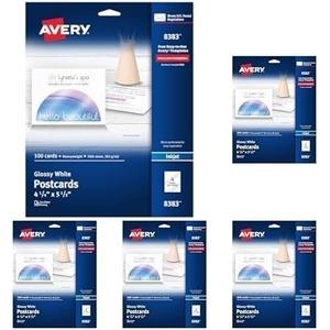 image:imageAvery Printable Postcards 425 x 55 Glossy White 100 Blank Postcards for Inkjet and Laser Printers 8383425 x 55 Pack of 5