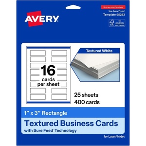 image:imageAvery Printable Rectangle Business Cards Sure Feed Technology 1 x 3 Textured Matte White PrintToTheEdge Capability Laser amp Inkjet Compatible 160 Total400 Cards