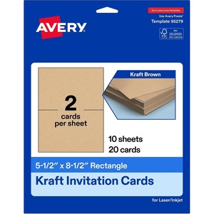 image:imageAvery Printable Rectangle Cards 55 x 85 Matte White Cardstock LaserInkjet Cards 100 TotalKraft Brown