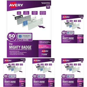 image:imageAvery Reusable Magnetic Professional Name Badge System 1 x 3 Silver Name Tags 50 Identification Badges 120 Laser Printable Inserts Design Software Included 71208Silver