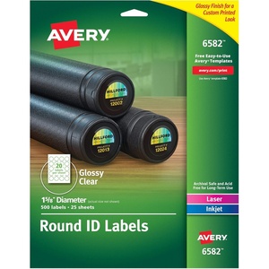 image:imageAvery Round ID Labels Sure Feed Permanent Adhesive Glossy Clear 158 Dia 5 Packs 65821