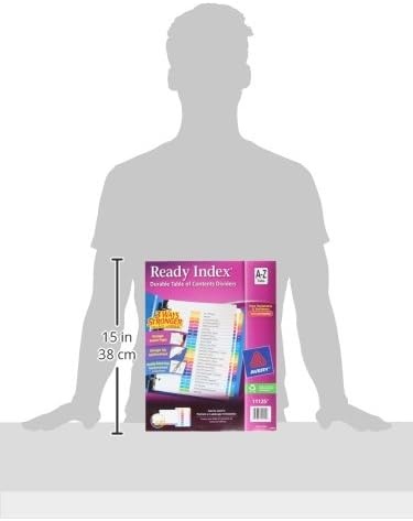 image:imageAvery AZ Dividers for 3 Ring Binders 26 Tabs per Set Customizable Table of Contents Multicolor Tabs Great for Organizing Reports Projects and More 111250281 H x 110 L x 110 W Pack of 12