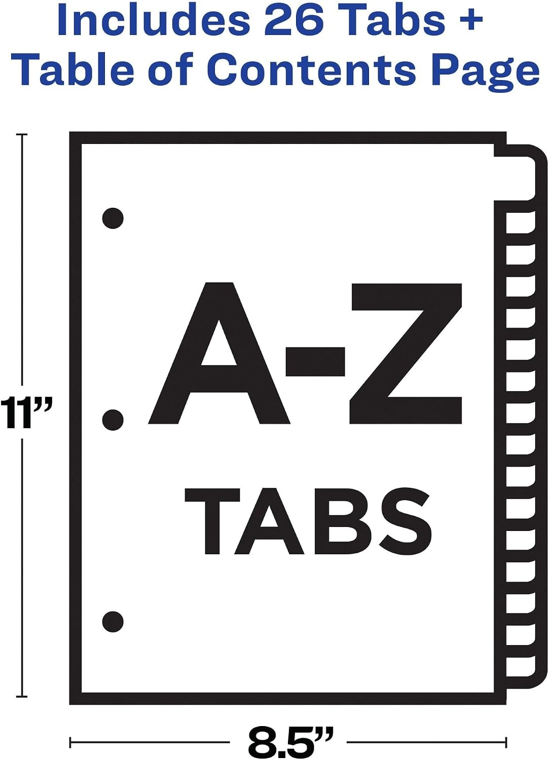image:imageAvery AZ Dividers for 3 Ring Binders 26 Tabs per Set Customizable Table of Contents Multicolor Tabs Great for Organizing Reports Projects and More 111250281 H x 110 L x 110 W Pack of 12