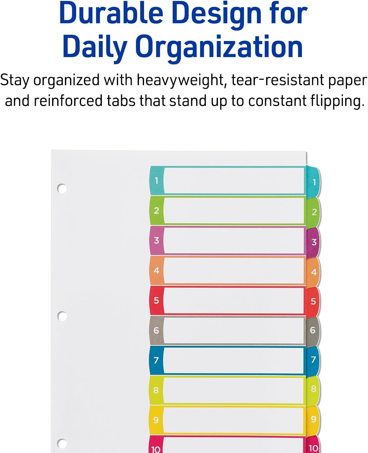 image:imageAvery Dividers for 3 Ring Binders 10 Tabs per Set Customizable Table of Contents Multicolor Arched Tabs Great for Organizing Reports Projects and More 36 Sets of 11842Dividers Pack of 36