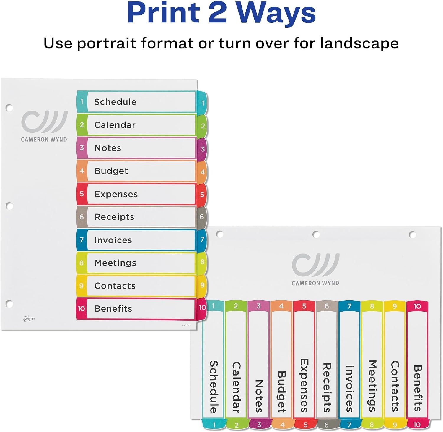 image:imageAvery Dividers for 3 Ring Binders 10 Tabs per Set Customizable Table of Contents Multicolor Arched Tabs Great for Organizing Reports Projects and More 36 Sets of 11842Dividers Pack of 36
