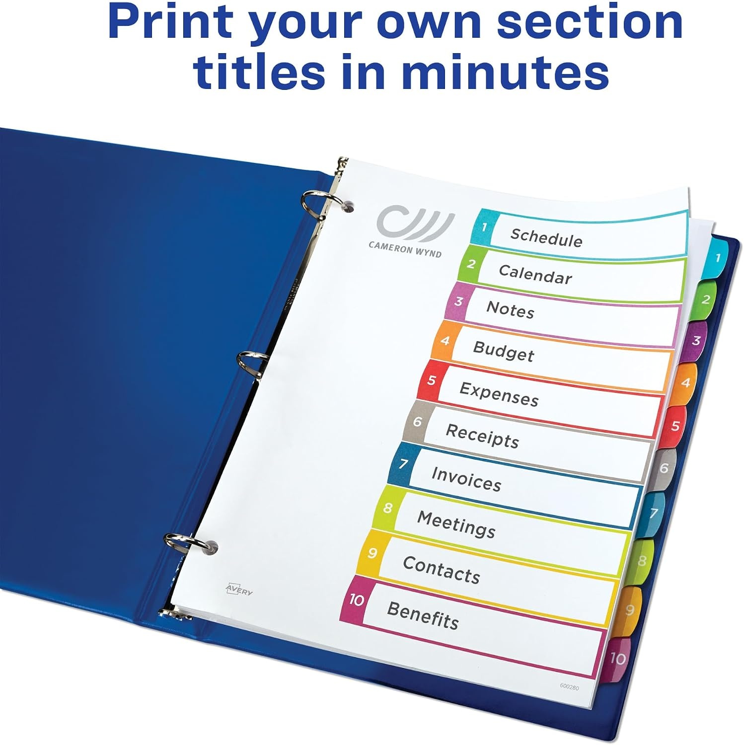 image:imageAvery Dividers for 3 Ring Binders 10 Tabs per Set Customizable Table of Contents Multicolor Arched Tabs Great for Organizing Reports Projects and More 36 Sets of 11842Dividers Pack of 36