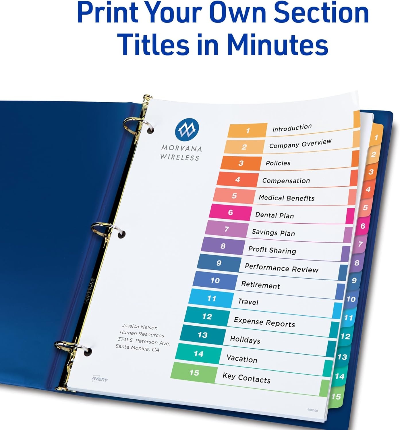 image:imageAvery Dividers for 3 Ring Binders 15 Tabs per Set Customizable Table of Contents Multicolor Tabs Great for Organizing Reports Projects and More 3 Sets of 1107415 tabs Pack of 8