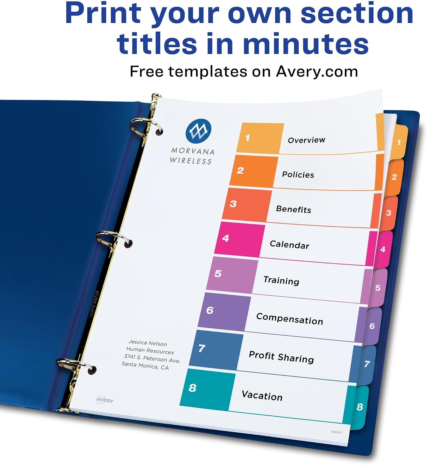 image:imageAvery Dividers for 3 Ring Binders 8 Tabs per Set Customizable Table of Contents Multicolor Tabs Great for Organizing Reports Projects and More 3 Sets of 11071