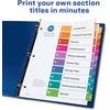 image:imageAvery 10 Tab Dividers for 3 Ring Binders Customizable Table of Contents Multicolor Tabs 24 Sets 1116910 tabs Pack of 2