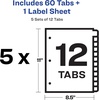 image:imageAvery 12Tab Binder Dividers Easy Print amp Apply Clear Label Strip Index Maker White Tabs 5 Sets 114295 Sets