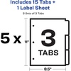image:imageAvery 3Tab Dividers for 3 Ring Binder Easy Print amp Apply Clear Label Strip Index Maker Customizable White Tabs 25 Sets 114455 Sets Pack of 10