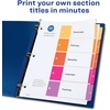 image:imageAvery 5 Tab Dividers for 3 Ring Binders Customizable Table of Contents Multicolor Tabs 6 Sets 111875 tabs