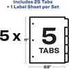 image:imageAvery 8 Tab Dividers for 3 Ring Binder Easy Print amp Apply Clear Label Strip Index Maker Customizable Multicolor Tabs 5 Sets 11419Blue