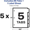 image:imageAvery 8 Tab Dividers for 3 Ring Binder Easy Print amp Apply Clear Label Strip Index Maker Customizable Multicolor Tabs 5 Sets 11419Multicolor