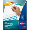 image:imageAvery 8 Tab Dividers for 3 Ring Binder Easy Print amp Apply Clear Label Strip Index Maker Customizable Multicolor Tabs 5 Sets 11419Multicolor