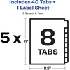 image:imageAvery 8 Tab Dividers for 3 Ring Binder Easy Print amp Apply Clear Label Strip Index Maker Customizable Multicolor Tabs 5 Sets 11419Multicolor