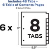 image:imageAvery 8 Tab Dividers for 3 Ring Binders Customizable Table of Contents Multicolor Tabs 6 Sets 111868 tabs