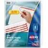 image:imageAvery 8 Tab Plastic Dividers for 3 Ring Binder Easy Print amp Apply Clear Label Strip Index Maker Customizable Frosted White Tabs 5 Sets 12450Frosted White