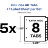 image:imageAvery 8Tab Extra Wide Binder Dividers Easy Print amp Apply Clear Label Strip Index MakerWhite 5 Sets 11441One Size Pack of 10