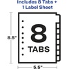 image:imageAvery 8Tab Mini Binder Dividers 55 x 85 Easy Print amp Apply Clear Label Strip White Tabs 1 Set 11427