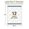 image:imageAvery Dissolvable Round Labels Sure Feed Technology 2 Diameter Matte White PrinttoTheEdge LaserInkjet Printable 60 Labels Total300 labels
