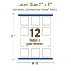 image:imageAvery Dissolvable Square Labels Sure Feed Technology 2 x 2 Matte White PrinttoTheEdge LaserInkjet Printable 120 Labels Total300 labels