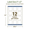image:imageAvery Dissolvable Square Labels Sure Feed Technology 2 x 2 Matte White PrinttoTheEdge LaserInkjet Printable 120 Labels Total60 labels