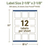 image:imageAvery Dissolvable Square Labels Sure Feed Technology 218 x 218 Matte White PrinttoTheEdge LaserInkjet Printable 120 Labels Total300 labels