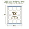 image:imageAvery Dissolvable Square Labels Sure Feed Technology 218 x 218 Matte White PrinttoTheEdge LaserInkjet Printable 120 Labels Total60 labels