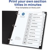 image:imageAvery Dividers for 3 Ring Binders 10 Tabs per Set Customizable Table of Contents Classic White Tabs Great for Organizing Reports Projects and More 6 Sets of 11823