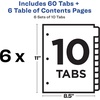 image:imageAvery Dividers for 3 Ring Binders 10 Tabs per Set Customizable Table of Contents Classic White Tabs Great for Organizing Reports Projects and More 6 Sets of 11823