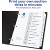 image:imageAvery Dividers for 3 Ring Binders 12 Tabs per Set Customizable Table of Contents Classic White Tabs Great for Organizing Reports Projects and More 3 Sets of 110780