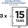 image:imageAvery Dividers for 3 Ring Binders 15 Tabs per Set Customizable Table of Contents Classic White Tabs Great for Organizing Reports Projects and More 3 Sets of 11079