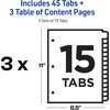 image:imageAvery Dividers for 3 Ring Binders 15 Tabs per Set Customizable Table of Contents Multicolor Tabs Great for Organizing Reports Projects and More 3 Sets of 1107415 tabs