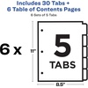 image:imageAvery Dividers for 3 Ring Binders 5 Tabs per Set Customizable Table of Contents Classic White Tabs Great for Organizing Reports Projects and More 6 Sets of 118215 Tab Pack of 12