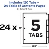 image:imageAvery Dividers for 3 Ring Binders 5 Tabs per Set Customizable Table of Contents Multicolor Tabs Great for Organizing HighVolume Reports Projects and More 24 Sets of 111675 tabs