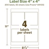 image:imageAvery EcoFriendly Matte White Recycled Square Labels 4 x 4 Matte White Labels Permanent Adhesive LaserInkjet Printable 40 Total200 labels