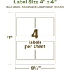 image:imageAvery EcoFriendly Matte White Recycled Square Labels 4 x 4 Matte White Labels Permanent Adhesive LaserInkjet Printable 40 Total400 labels