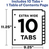image:imageAvery ExtraWide Dividers for 3 Ring Binders 10 Tabs per Set Customizable Table of Contents Multicolor Tabs Works Great with Sheet Protectors 11165